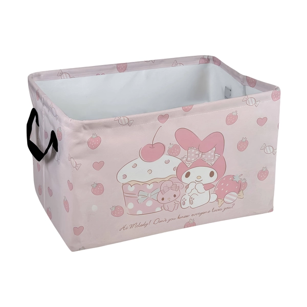 Sanrio My Melody Cute Strawberry & My Melody Face Storage Box - Pink Kawaii Organizer with Open Lid, Durable for ' Room,, Desk - Decorative Storage for Collectors & Anime Fans, Shelf Baskets