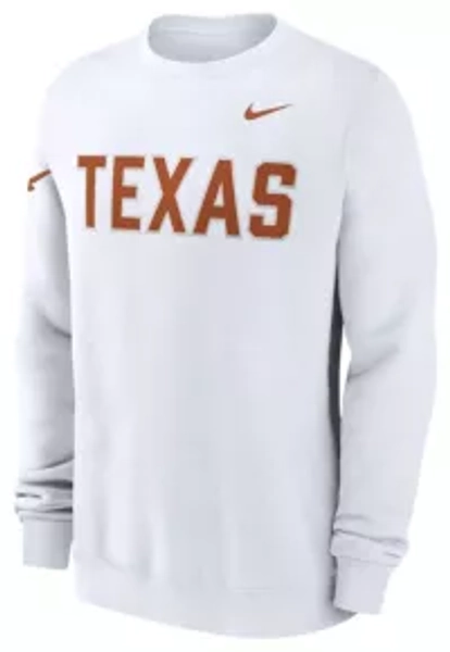 Nike Men's Texas Longhorns White Club Fleece Crew Pullover Sweatshirt