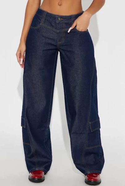 Fashion Nova Shadyside Girl Cargo Wide Leg Jeans