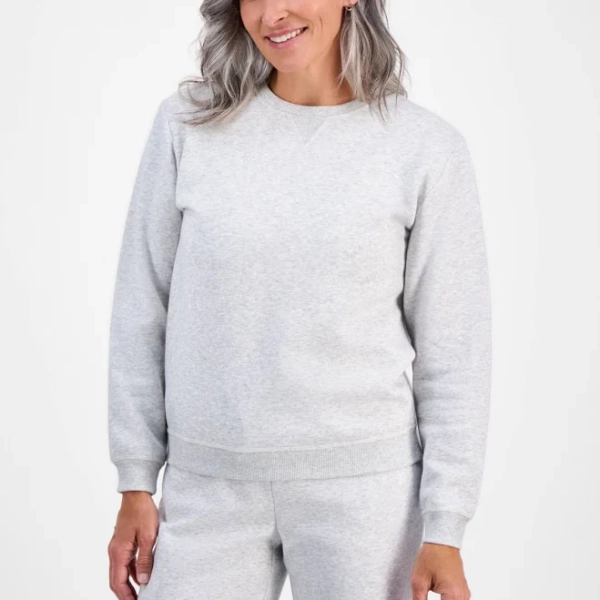 Style & Co. Women's Petite Crewneck Long-Sleeve Fleece Sweatshirt