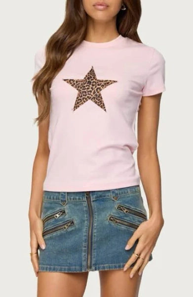 Edikted Women's Narla Leopard Star T Shirt