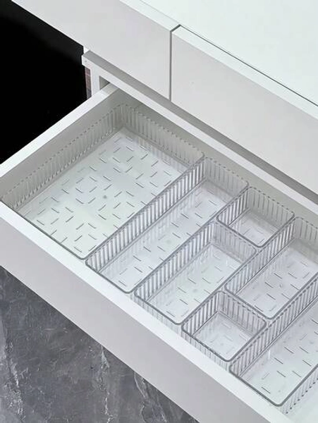 1pc/5pcs/10pcs Transparent Striped Elegant Makeup Tool Storage Box, Drawer Desktop Organizer Box For Makeup Brushes, Face Masks, Lipsticks, Eyebrow Pencils