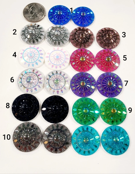 Pair of 25mm Round Cabs/Beading Centerpieces/Beading Materials/Beading Supplies/Several Colors Available