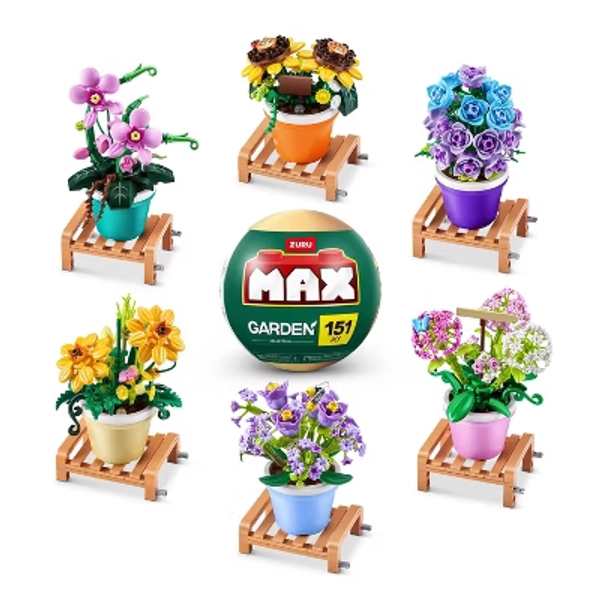 MAX Build More Garden Capsule - Potted Plants: Educational Blocks for Creativity & Fine Motor Skills, 150 Pieces