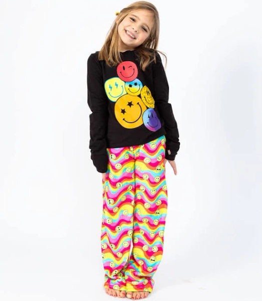 Preppy Goose Girls' Groovy Smile Plush Lounge Pants