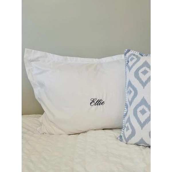 Personalized Embroidered Pillowcase - Oxford Sham | Custom Name Or Initials Dorm, Housewarming, Wedding & Bridesmaid Gift