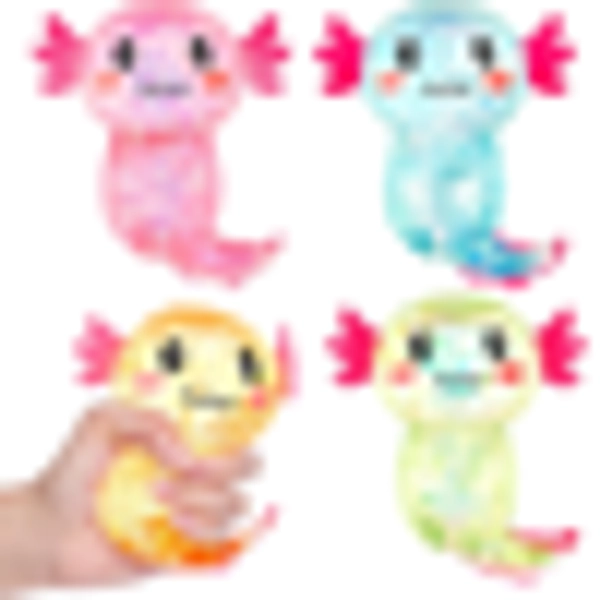 4 Pcs Needph Giant Glitter Axolotl Squishy - 3.7 inch Needphs Axolotl Squishy Sugar Stress Ball,Stress Relief Malt Sugar Filled Squeeze Axolotl,Taba Squishies Squeeze Axolotl Gifts