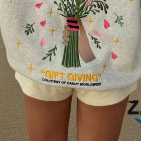 Dandy Oversized Floral Embroidered Hoodie