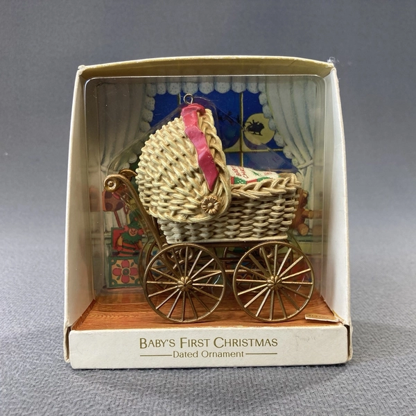 1981 Hallmark Baby's First Ornament Baby Buggy Carriage Vintage