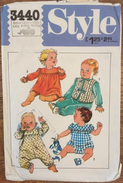 1980's Style 3440 Baby/Toddler Romper Dress Gilet Sewing  Size 6-12-18mths RARE