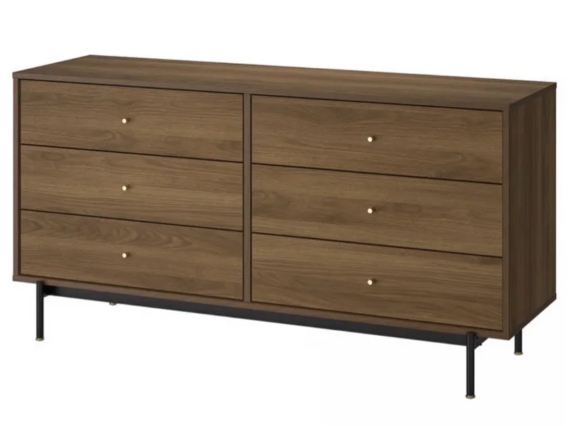 RÅDMANSÖ 6-drawer dresser - brown walnut effect 62 5/8x18 7/8x31 7/8 "