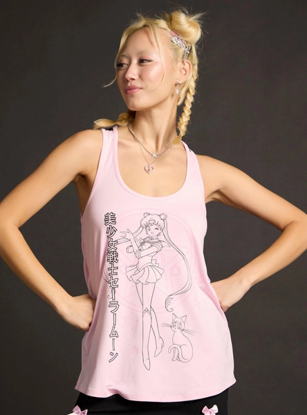 Pretty Guardian Sailor Moon Cutie Moon Rod Mesh Girls Racerback Tank Top