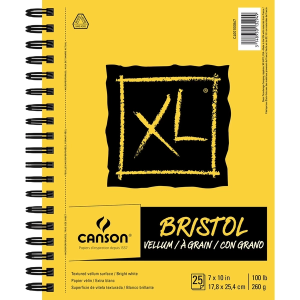 Canson XL Bristol Pad, Vellum, Writing Notebook & Sketch Book, Bright White, 100 Pages - Walmart.com