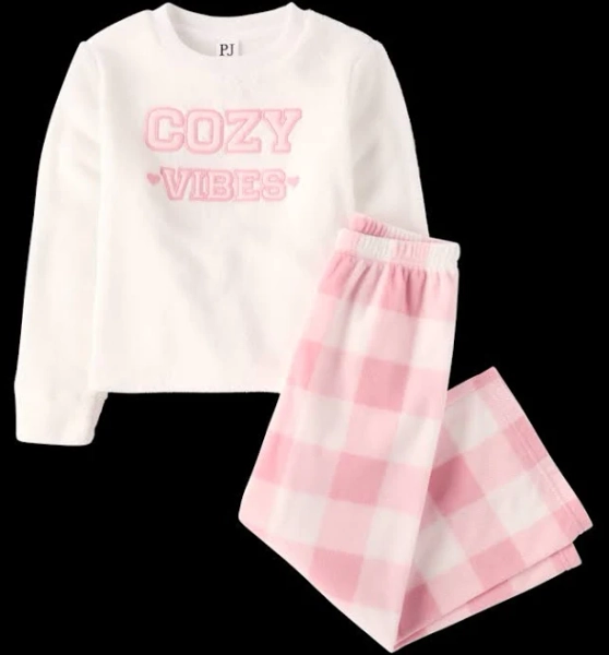 The Children's Place Girls Embroidered Cozy Club Fleece Pajamas