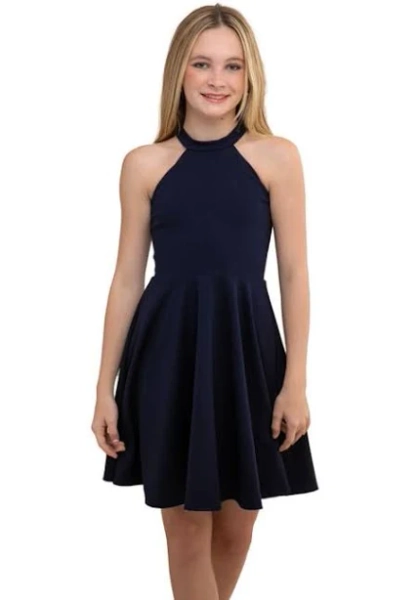 Girls Un Deux Trois Skater Halter Dress in Longer Length