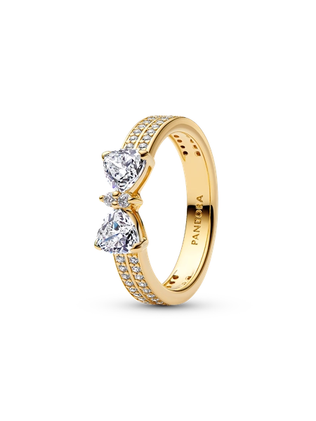 Sparkling Bow Double-row Ring