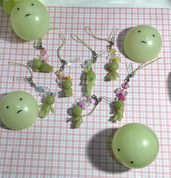 smiski little baby phone strap accessory mini beaded charm keychains