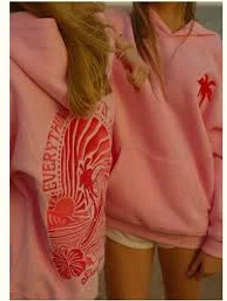 Pink palm puff Everything Comes in Waves" Hoodie in Pink