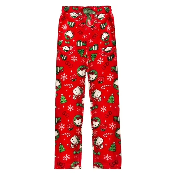 Hello Kitty Pajama Pants Cat All Over Print Flannel Sleep Pajamas Pants Christmas Home Pants,M