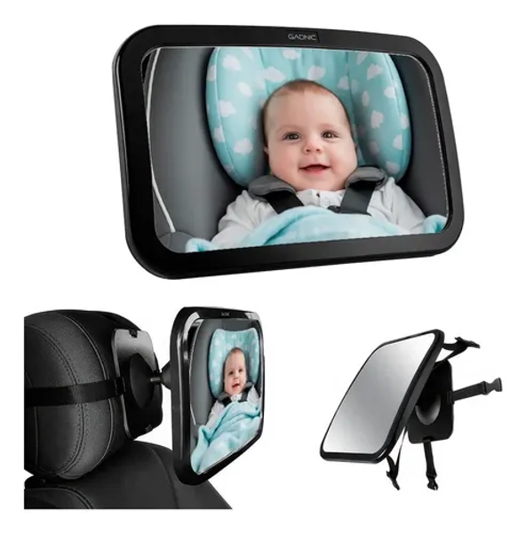 Espejo Retrovisor Auto Bebe Gadnic Acrilico ABS Ajustable Resistente A Golpes 517g Soporte