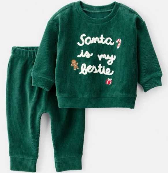 Carter's Baby 2-Piece Santa Is My Bestie Long-Sleeve T-Shirt and Pants Set