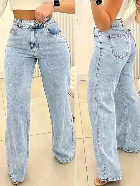 Women's Straight-Leg Loose Casual Denim Jeans With Pockets, Versatile