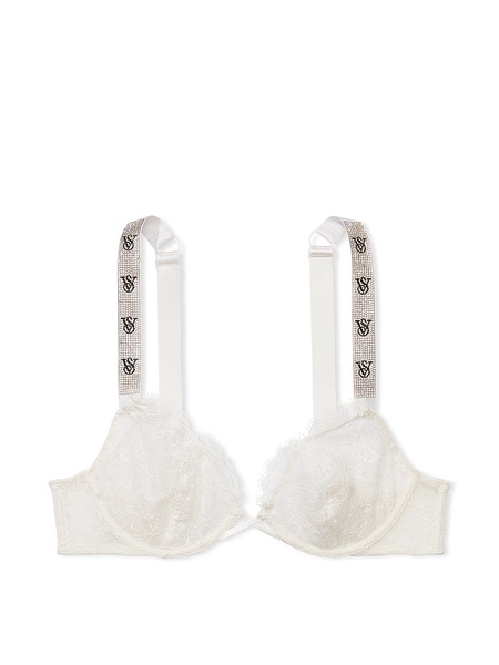 Shine Strap Unlined Low-Cut Lace Demi Bra