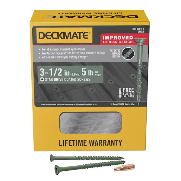 DECKMATE 3-1/2 in. Green Exterior Self-Starting Star Flat-Head Wood Deck Screws #10 (5 lbs./280 pcs) 312DMG5