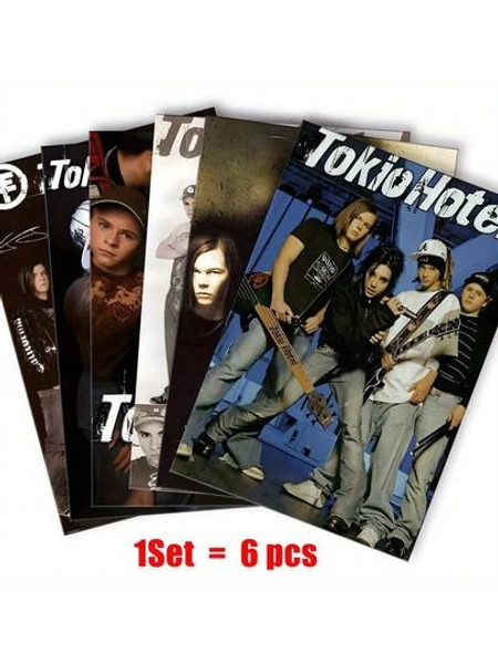 6pcs Tokio Hotel Band Frameless Wall Hanging Decor, Suitable For Home Office, Bathroom, Living Room, Bedroom, Dormitory, Indoor Use, Unique Creative Mural For Music Lovers, Perfect Gift And Decoration