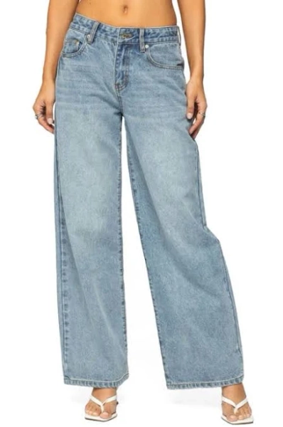 Edikted Women's Ery Wide Leg Mid Rise Jeans