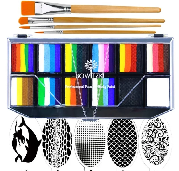 Professional One Stroke Face Paint Kit Rainbow Explosion