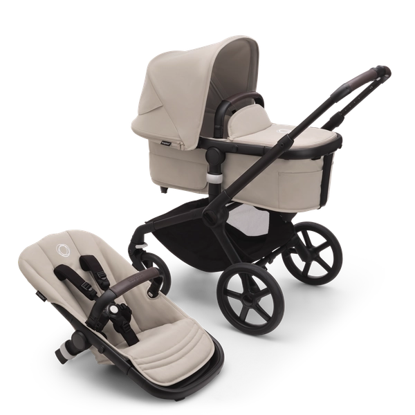 Bugaboo Fox 5 2-in-1 pram black base, desert taupe fabrics, desert taupe sun canopy