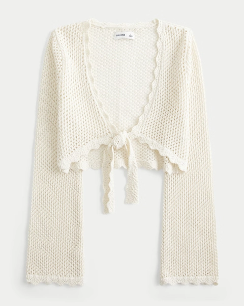 Long-Sleeve Tie Front Shrug