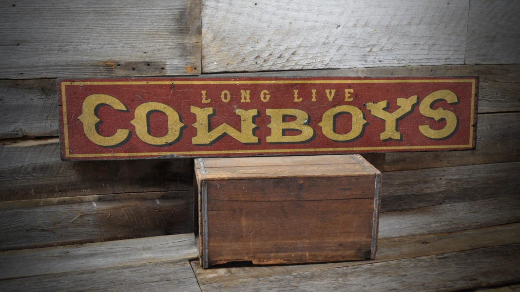Long Live Cowboys Sign, Vintage Cowboy Decor, Cowboy Man Cave, Western Decor, Gift For Cowboy, Rustic Cowboy Sign - Handmade Wooden Sign