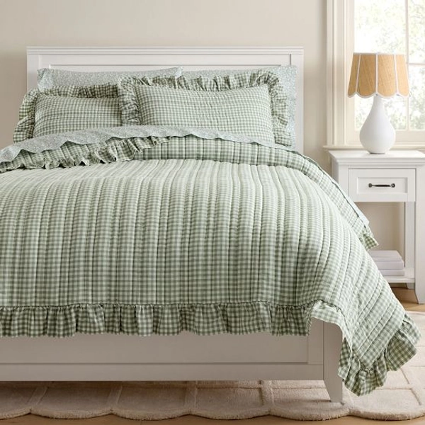 Chris Loves Julia Cabin Gingham Quilt,Standard Shams, & Sheets