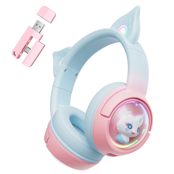 Audífonos Inalámbricos Bluetooth con Orejas de Gato para PS5/PS4/PC/Mac/Switch, Diadema de Juego Linda sobre la Oreja con Micrófono con Cancelación de Ruido, Sonido Envolvente - Walmart.com
