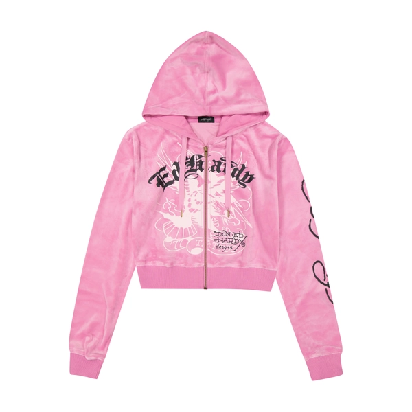 Panther Crown Velour Zip Front Hoodie