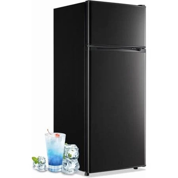 Demuller 4.5 Cu.ft Small Refrigerator Mini Fridge with Double Door 3 Removable Glass Shelves