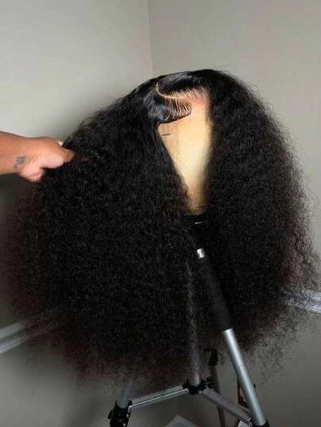 Afro Kinky Curly Wig HD Transparent Lace Frontal Wig Deep Part 13x6 Lace Front Wig Human Hair 250 Density Remy Brazilian Human Hair Pre Plucked With Baby Hair Natural Color  Halloween Season