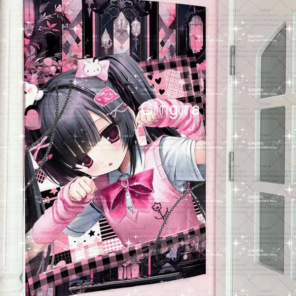 Fishboard pink Lolita girl wall hanging for dormitory bedroom, featuring a girl's heart-themed background wall, wall hanging for - AliExpress 15