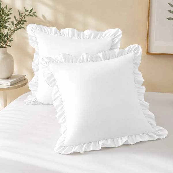 Ruffle Pillow Cases 18x18 Inches, White Square Ruffled Pillow Covers Set of 2, Wrinkle Resistant Microfiber Pillow Shams with Envelope Closure for Sofa Bed Living Room Decor - Walmart.com