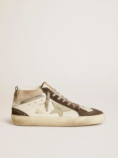 Golden Goose Mid Star with gray leather star and metallic silver leather flash | REVERSIBLE