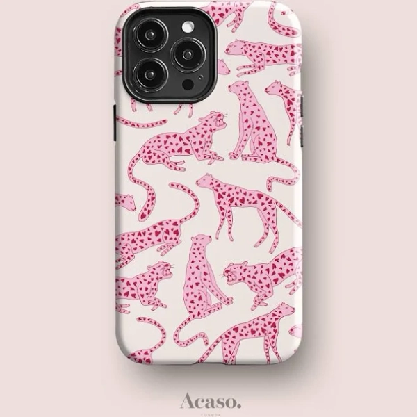 Acaso Pink Hearted Cheetah Phone Case
