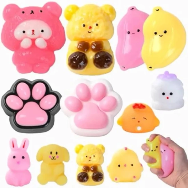 Taba Squishy Fidget Toys 12Pcs, Stress Relief Sensory Squeeze Toys for 4-8 8-12, Kawaii Taba