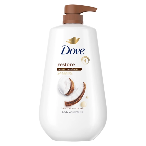 Dove Body Wash With Pump For 24hr Lotion-Soft Skin Restore Coconut & Cocoa Butter Moisturizing Skin Cleanser With No Sulfates No Parabens ,30.6 fl oz - Walmart.com