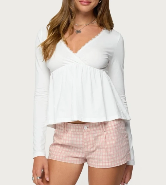 Edikted Women's Kenzie Long Sleeve Babydoll Top