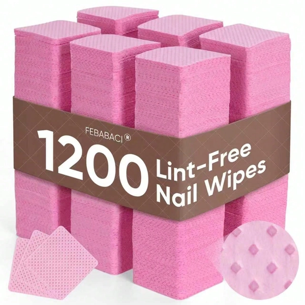 1200 Lint Free Nail Wipes, Acetone Nail Polish Remover Pads, No Lint Wipes For Nail Art Gel Nail Supplies And Eyelash Extensions Wipes