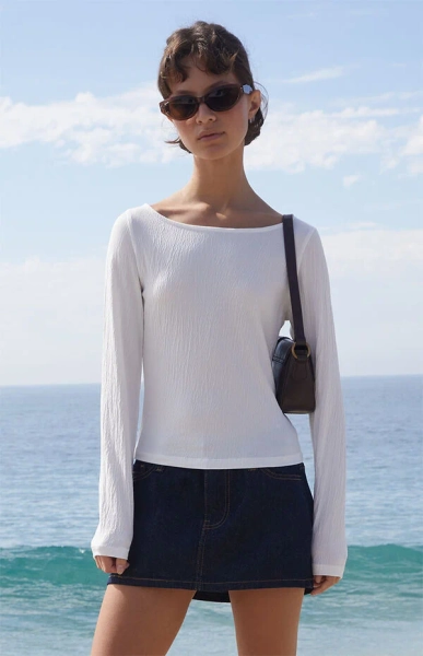 White Martha Crinkle Sweater