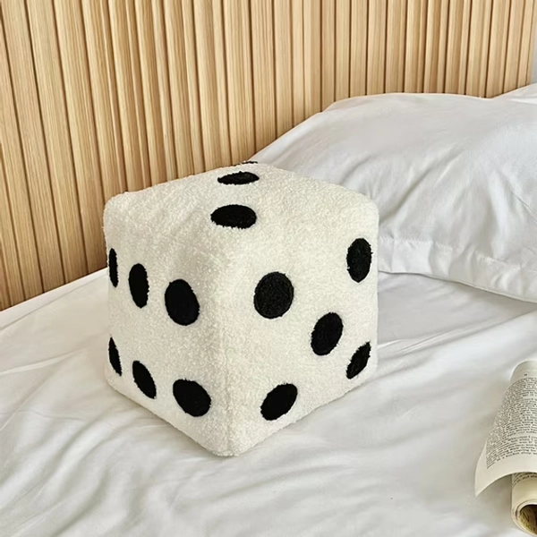 Blukids 7.8 inch Dice Plushies Kawaii Mini Plush Throw Pillow Toy Super Soft Dice Stuffed Toys for Kids Girl Boy Birthday Collection Decorative Props for Couch Bed Sofa Chair， Home Decor（White)