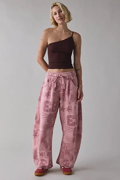 Essential Barrel Leg Full Length Sweatpant In Pink Combo, Women's At Urban Outfitters